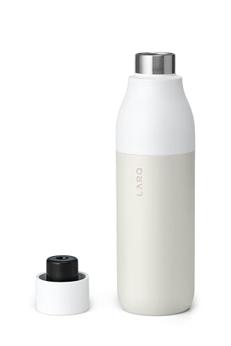 LARQ Bottle PureVis 25 oz - Self-Cleaning and Insulated Stainless Steel Water Bottle with UV Water Purifier and Award-winning Design | Reusable & Travel Friendly, Granite White