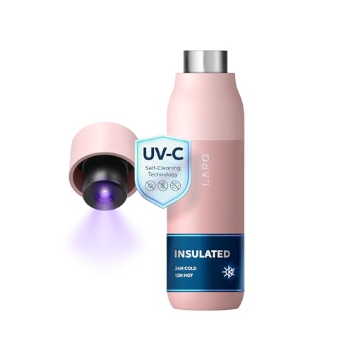 LARQ Bottle PureVis 17 oz - Self-Cleaning and Insulated Stainless Steel Water Bottle with UV Water Purifier and Award-winning Design | Reusable & Travel Friendly, Himalayan Pink