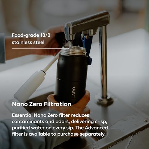 LARQ PureVis 2 Self Cleaning Water Bottle - UV Water Purifier with Filter Straw, Smart App Hydration Tracking, Insulated Stainless Steel