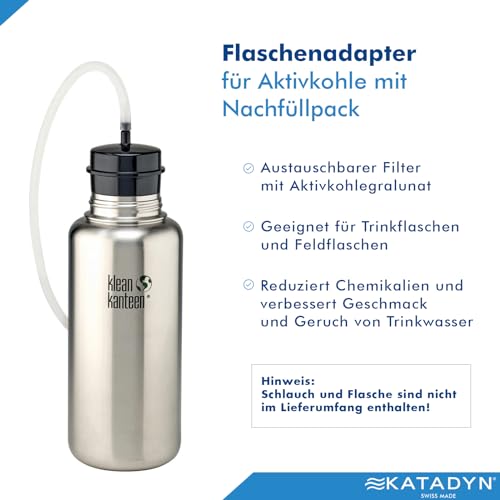 Katadyn Carbon Cartridge with Bottle Adapter for Combi Water Filter, Activated Carbon Reduces Chlorine and Chemicals, 200 Liter Capacity, Fits Bottles and Hydration Packs, Swiss Made