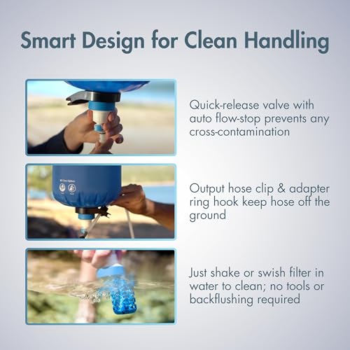 Katadyn BeFree Gravity Water Filter 10L for Base Camp, Large Groups & Emergency Preparedness | 0.1 Micron Hollow Fiber Filter Removes Bacteria & Protozoa, 1,000L Capacity, BPA-Free