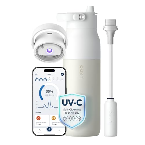 LARQ PureVis 2 Self Cleaning Water Bottle - UV Water Purifier with Filter Straw, Smart App Hydration Tracking, Insulated Stainless Steel