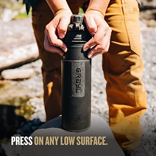 GRAYL GeoPress 24 oz Water Purifier Bottle - Filter for Hiking, Camping, Survival, Travel (Covert Black)
