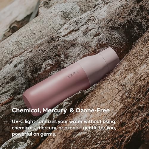 LARQ Bottle PureVis 17 oz - Self-Cleaning and Insulated Stainless Steel Water Bottle with UV Water Purifier and Award-winning Design | Reusable & Travel Friendly, Himalayan Pink