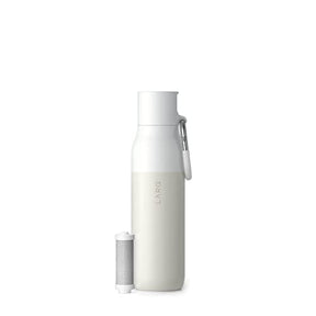 LARQ Bottle Filtered – Insulated Stainless Steel Water Bottle with Filter Straw, Removes Chlorine, PFAS Lead, BPA-Free Leak Proof Flip Top, 24h Cold for Travel Gym Office, 25 oz, Granite White