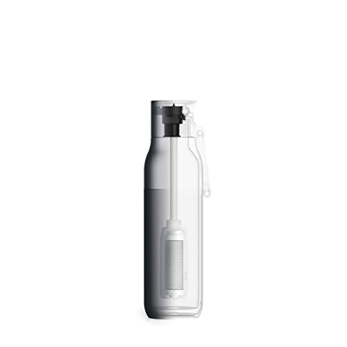 LARQ Bottle Filtered – Insulated Stainless Steel Water Bottle with Filter Straw, Removes Chlorine, PFAS Lead, BPA-Free Leak Proof Flip Top, 24h Cold for Travel Gym Office, 17 oz, Obsidian Black