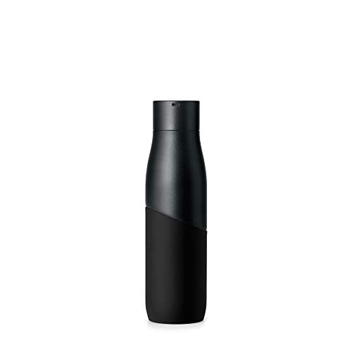 LARQ Bottle Movement PureVis 24 oz - Lightweight Self-Cleaning and Non-Insulated Stainless Steel Water Bottle with UV Water Purifier | Reusable & Travel Friendly, Black/Onyx