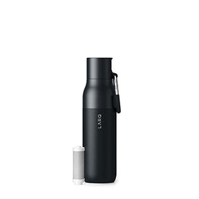 LARQ Bottle Filtered – Insulated Stainless Steel Water Bottle with Filter Straw, Removes Chlorine, PFAS Lead, BPA-Free Leak Proof Flip Top, 24h Cold for Travel Gym Office, 25 oz, Obsidian Black