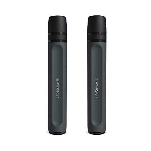 LifeStraw Peak Series — Personal Water Filter Straw for Backup Filtration, Emergency, Survival, and Ultralight Hydration, Dark Mountain Gray, 2 Pack