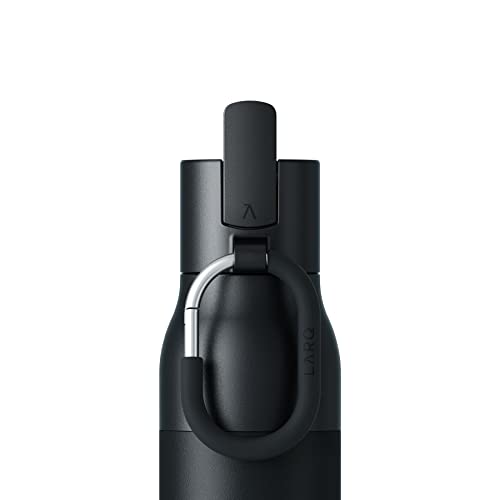 LARQ Bottle Filtered – Insulated Stainless Steel Water Bottle with Filter Straw, Removes Chlorine, PFAS Lead, BPA-Free Leak Proof Flip Top, 24h Cold for Travel Gym Office, 25 oz, Obsidian Black