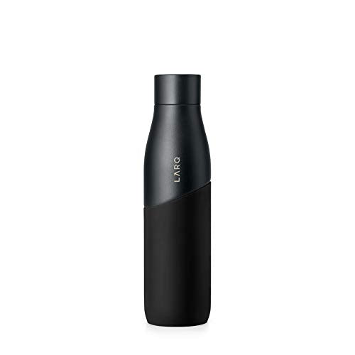 LARQ Bottle Movement PureVis 32 oz- Lightweight Self-Cleaning and Non-Insulated Stainless Steel Water Bottle with UV Water Purifier | Reusable & Travel Friendly, 1-Year Warranty, Black/Onyx
