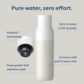 LARQ Bottle PureVis 25 oz - Self-Cleaning and Insulated Stainless Steel Water Bottle with UV Water Purifier and Award-winning Design | Reusable & Travel Friendly, Granite White