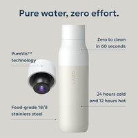LARQ Bottle PureVis 25 oz - Self-Cleaning and Insulated Stainless Steel Water Bottle with UV Water Purifier and Award-winning Design | Reusable & Travel Friendly, Granite White