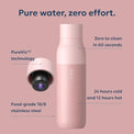 LARQ Bottle PureVis 17 oz - Self-Cleaning and Insulated Stainless Steel Water Bottle with UV Water Purifier and Award-winning Design | Reusable & Travel Friendly, Himalayan Pink