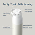 LARQ PureVis 2 Self Cleaning Water Bottle - UV Water Purifier with Filter Straw, Smart App Hydration Tracking, Insulated Stainless Steel
