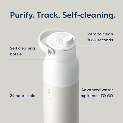 LARQ PureVis 2 Self Cleaning Water Bottle - UV Water Purifier with Filter Straw, Smart App Hydration Tracking, Insulated Stainless Steel