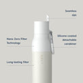 LARQ Bottle Filtered – Insulated Stainless Steel Water Bottle with Filter Straw, Removes Chlorine, PFAS Lead, BPA-Free Leak Proof Flip Top, 24h Cold for Travel Gym Office, 17 oz, Granite White
