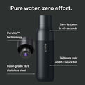 LARQ Bottle PureVis 17 oz - Self-Cleaning and Insulated Stainless Steel Water Bottle with UV Water Purifier and Award-winning Design | Reusable & Travel Friendly, Obsidian Black