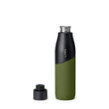 LARQ Bottle Movement PureVis 32 oz- Lightweight Self-Cleaning and Non-Insulated Stainless Steel Water Bottle with UV Water Purifier | Reusable & Travel Friendly, Black/Pine