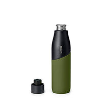 LARQ Bottle Movement PureVis 32 oz- Lightweight Self-Cleaning and Non-Insulated Stainless Steel Water Bottle with UV Water Purifier | Reusable & Travel Friendly, Black/Pine