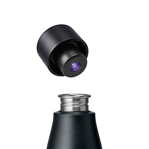 LARQ Bottle Movement PureVis 32 oz- Lightweight Self-Cleaning and Non-Insulated Stainless Steel Water Bottle with UV Water Purifier | Reusable & Travel Friendly, Black/Pine