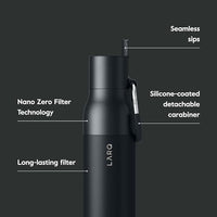 LARQ Bottle Filtered – Insulated Stainless Steel Water Bottle with Filter Straw, Removes Chlorine, PFAS Lead, BPA-Free Leak Proof Flip Top, 24h Cold for Travel Gym Office, 25 oz, Obsidian Black