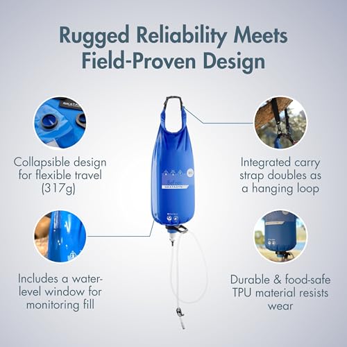Katadyn BeFree Gravity Water Filter 10L for Base Camp, Large Groups & Emergency Preparedness | 0.1 Micron Hollow Fiber Filter Removes Bacteria & Protozoa, 1,000L Capacity, BPA-Free