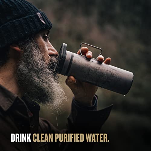 GRAYL UltraPress Titanium 16.9 oz Water Purifier & Filter Bottle for Hiking, Backpacking, Survival, Bushcraft, Travel (Olive Drab)