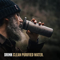 GRAYL UltraPress Titanium 16.9 oz Water Purifier & Filter Bottle for Hiking, Backpacking, Survival, Bushcraft, Travel (Olive Drab)
