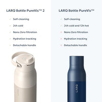 LARQ PureVis 2 Self Cleaning Water Bottle - UV Water Purifier with Filter Straw, Smart App Hydration Tracking, Insulated Stainless Steel