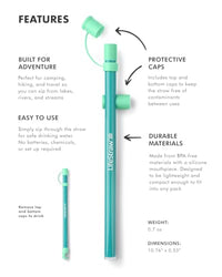 LifeStraw Sip Essential — BPA-Free Reusable Filter Drinking Straw, Removes Microplastics, Bacteria and Parasites for Travel and Everyday Use, Seaglass