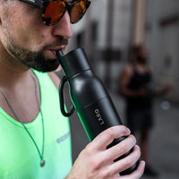 LARQ Bottle Filtered – Insulated Stainless Steel Water Bottle with Filter Straw, Removes Chlorine, PFAS Lead, BPA-Free Leak Proof Flip Top, 24h Cold for Travel Gym Office, 25 oz, Obsidian Black