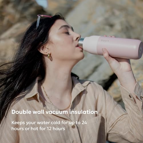 LARQ Bottle PureVis 17 oz - Self-Cleaning and Insulated Stainless Steel Water Bottle with UV Water Purifier and Award-winning Design | Reusable & Travel Friendly, Himalayan Pink