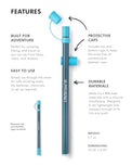 LifeStraw Sip — Reusable Stainless Steel Water Filter Drinking Straw with 3 Carry Cases, Removes Microplastics, Bacteria and Parasites for Travel and Everyday Use, 3-Pack
