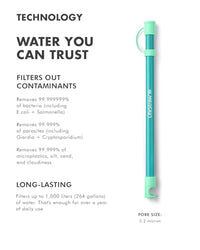 LifeStraw Sip Essential — BPA-Free Reusable Filter Drinking Straw, Removes Microplastics, Bacteria and Parasites for Travel and Everyday Use, Seaglass