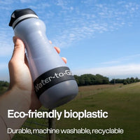 Travel Water Filter Bottle - 18.5oz/55cl Compact Filtered Water Bottle for International Travel - Removes Viruses - Eco-Friendly Bioplastic - New Leakproof Lid