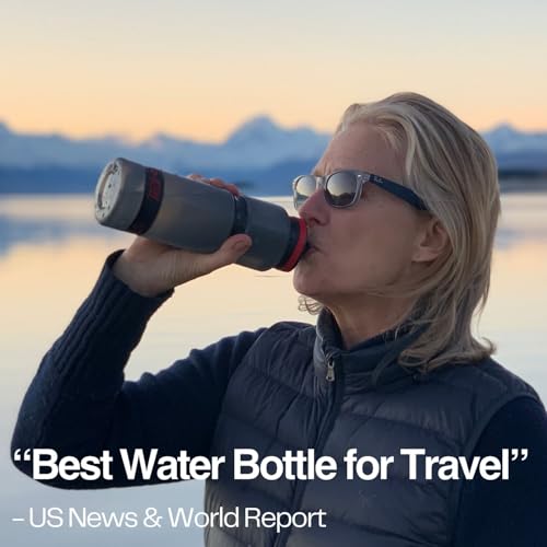 Water-to-Go Water Filter Bottle for International Travel - 24oz/75cl Filtered Water Bottle for Portable Purification - Eco-Friendly Bioplastic, New Leak-Proof Lid, Filters Viruses Most Bottles Miss