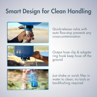 Katadyn BeFree Gravity Water Filter 10L for Base Camp, Large Groups & Emergency Preparedness | 0.1 Micron Hollow Fiber Filter Removes Bacteria & Protozoa, 1,000L Capacity, BPA-Free