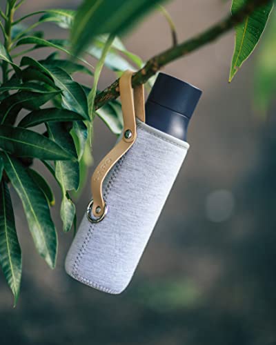 LARQ Bottle Limited Edition Travel Sleeve with Easy-Carry Leather Strap - 17 oz/24 oz, Heather Grey