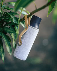 LARQ Bottle Limited Edition Travel Sleeve with Easy-Carry Leather Strap - 17 oz/24 oz, Heather Grey