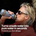Travel Water Filter Bottle - 18.5oz/55cl Compact Filtered Water Bottle for International Travel - Removes Viruses - Eco-Friendly Bioplastic - New Leakproof Lid