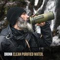 GRAYL GeoPress 24 oz Water Purifier Bottle - Filter for Hiking, Camping, Survival, Travel (Olive Drab)