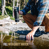 GRAYL GeoPress 24 oz Water Purifier Bottle - Filter for Hiking, Camping, Survival, Travel (Covert Black)
