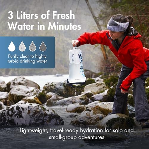 Katadyn BeFree Gravity Water Filter 3L for Camping, Backpacking & Hiking | 0.1 Micron Hollow Fiber Filter Removes Bacteria & Protozoa, 1,000L Capacity, BPA-Free