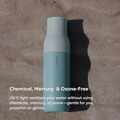LARQ Bottle PureVis 17 oz - Self-Cleaning and Insulated Stainless Steel Water Bottle with UV Water Purifier and Award-winning Design | Reusable & Travel Friendly, Seaside Mint