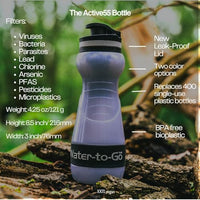 Travel Water Filter Bottle - 18.5oz/55cl Compact Filtered Water Bottle for International Travel - Removes Viruses - Eco-Friendly Bioplastic - New Leakproof Lid